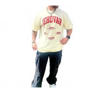 NEW MALTA APPAREL unisex - jehovah tee in cream/red